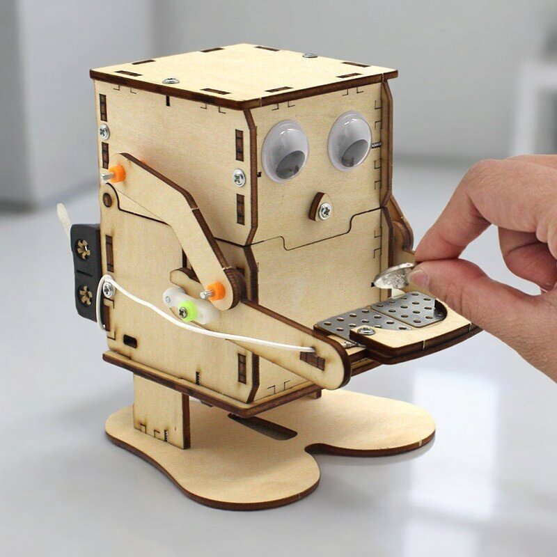 Деревянный сборный робот-монет – обзор и цена Science Project Robot
